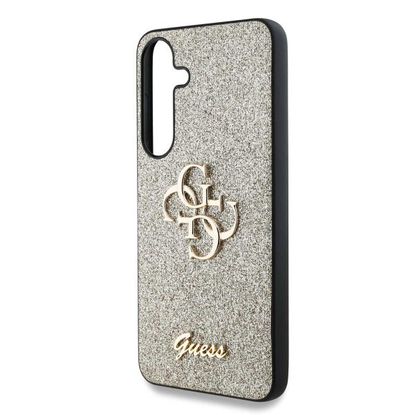Guess Coque 4G Metal Logo Glitter Samsung Galaxy S25 Plus - Doré