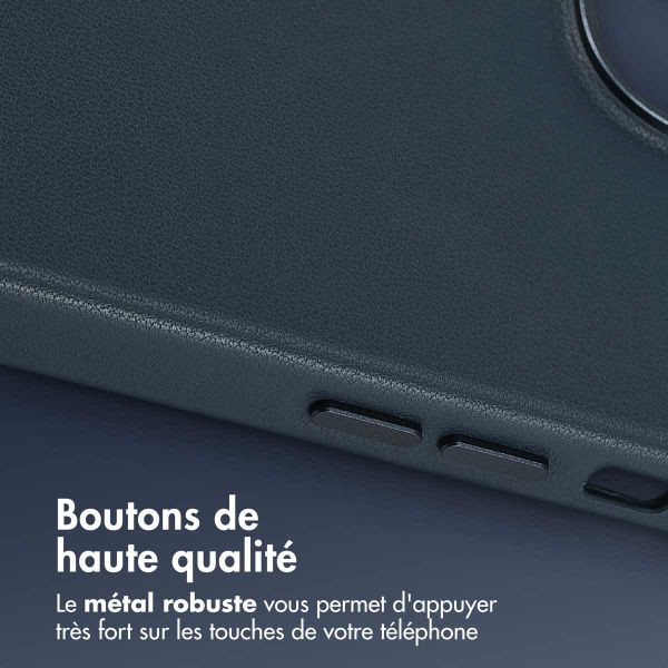 Accezz Coque arrière en cuir avec MagSafe iPhone 14 - Nightfall Blue