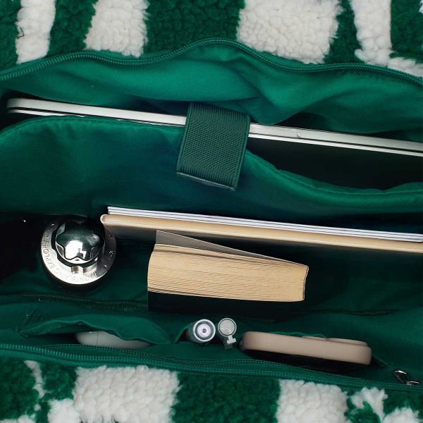 Selencia Sac Fourre-tout Zaya - Teddy Sac Ordinateur 16 pouces - Vert à carreaux