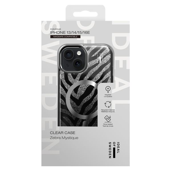 iDeal of Sweden Coque MagSafe transparente limitée Apple iPhone 13/14/15/16e - Zebra Mystique