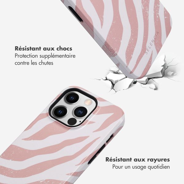 Selencia Coque arrière Vivid Tough iPhone 14 Pro - Colorful Zebra Old Pink