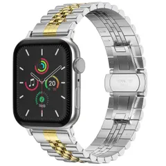 Selencia Bracelet Metallique Jubilee Apple Watch Series 1 á 9 / SE (38/40/41 mm) | Series 10 (42 mm) - Argent et Dorée