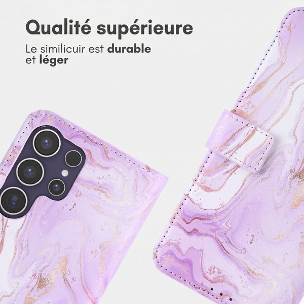 imoshion Étui de télephone portefeuille Design Samsung Galaxy S25 Ultra - Purple Marble