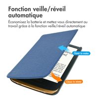 imoshion Étui de liseuse portefeuille Canvas Sleepcover pour Pocketbook Touch Lux 5 / HD 3 / Basic Lux 4 / Vivlio Lux 5 - Bleu foncé