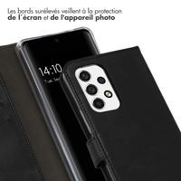 Selencia Étui portefeuille en cuir véritable Samsung Galaxy A53 - Noir