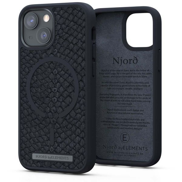 Njorð Collections Coque Salmon Leather MagSafe iPhone 13 Mini - Dark Grey