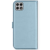 Selencia Étui de téléphone portefeuille en cuir véritable Galaxy A22 (5G) - Bleu