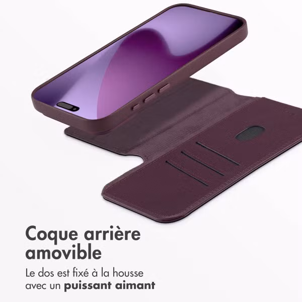 Accezz Étui de téléphone portefeuille en cuir 2-en-1 avec MagSafe Apple iPhone 17 Pro Max - Heath Purple