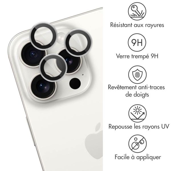 imoshion Lot de 2 protections d'objectif de caméra Apple iPhone 15 Pro / 15 Pro Max - White Titanium
