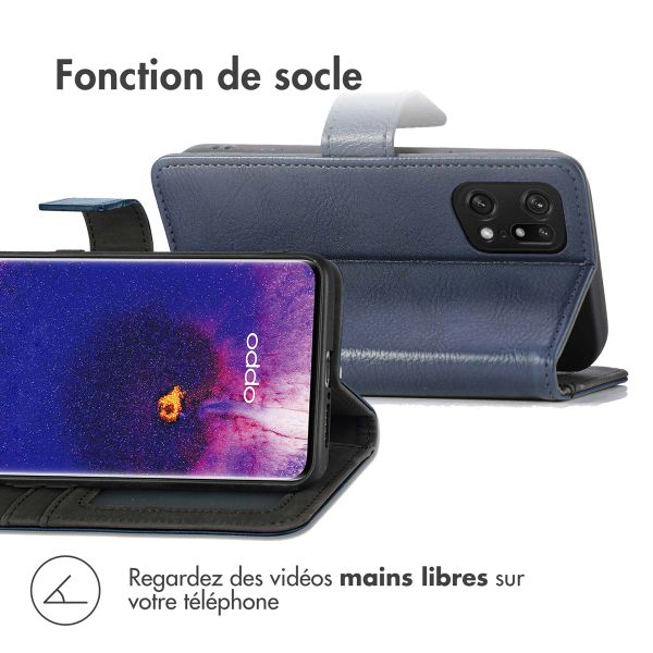 imoshion Étui de téléphone portefeuille Luxe Oppo Find X5 Pro 5G - Bleu foncé