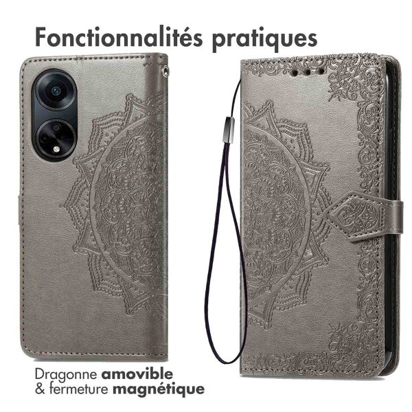 imoshion Etui de téléphone portefeuille Mandala Oppo A98 - Gris