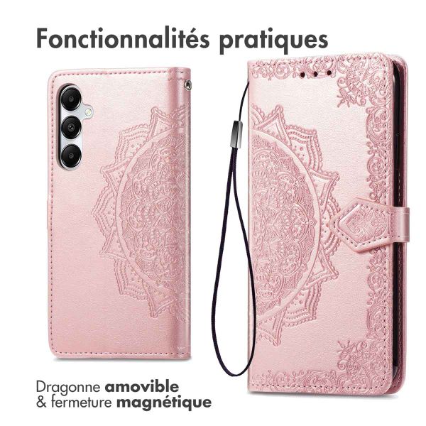 imoshion Etui de téléphone portefeuille Mandala Samsung Galaxy A55 - Rose Dorée