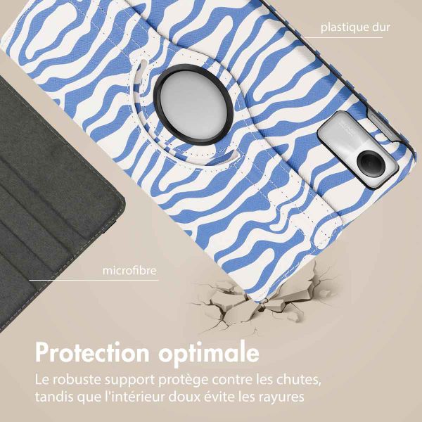 imoshion Coque tablette Design rotatif à 360° Xiaomi Redmi Pad SE - White Blue Stripes