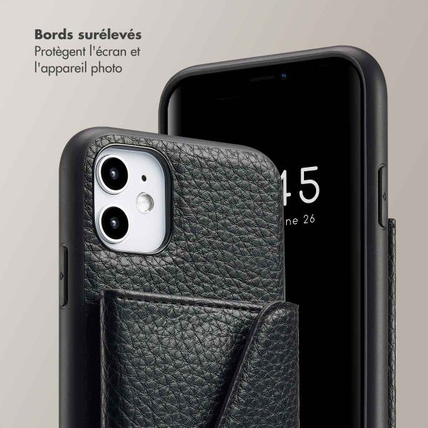 Selencia Coque à cordon avec porte-cartes enveloppe Sera iPhone 11 - Noir