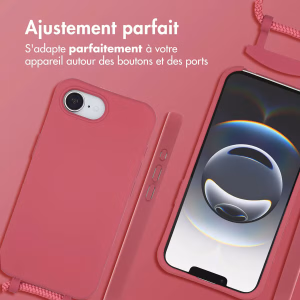 imoshion Coque arrière Color avec cordon amovible et MagSafe Apple iPhone 16e - Red Raspberry