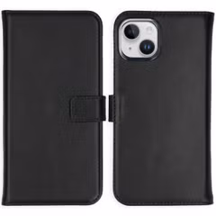 Selencia Étui de téléphone portefeuille en cuir véritable Apple iPhone 15 - Noir