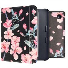 imoshion Design Slim Hard Sleepcover avec support Kobo Libra 2 / Tolino Vision 6 - Blossom Watercolor Black