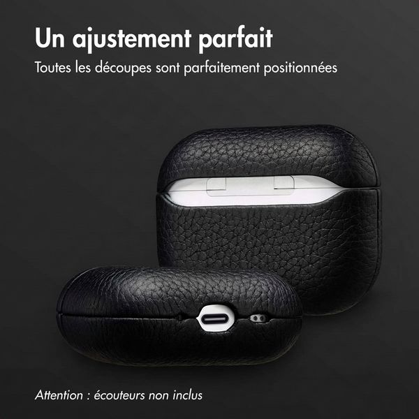Accezz Coque en cuir véritable  Apple Airpods Pro 3 - Noir