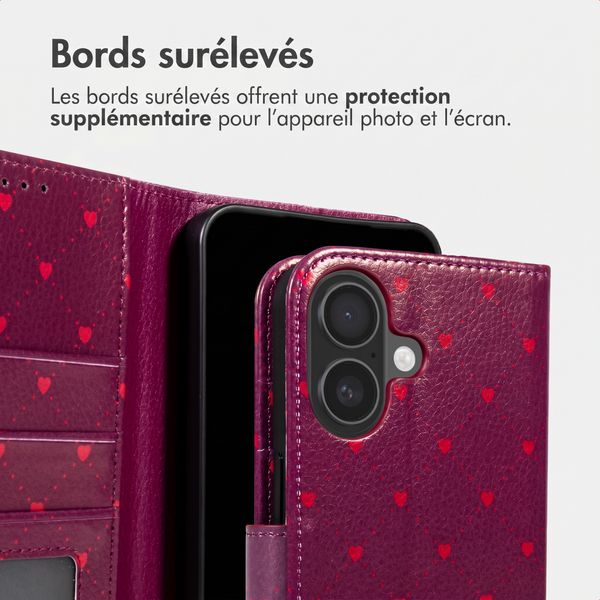imoshion Étui de télephone portefeuille Design Apple iPhone 16 - Crush Check Coral Dust