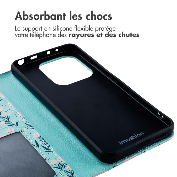 imoshion Étui de télephone portefeuille Design Xiaomi Redmi Note 14 (4G) - Blue Flowers