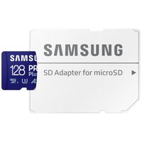 Samsung PRO Plus microSD 2023 - 128GB - Inclus un adaptateur SD - UHS-I/U3/Full HD/4K UHD