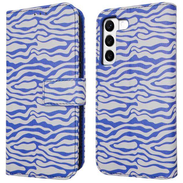 imoshion Étui de télephone portefeuille Design Samsung Galaxy S22 - White Blue Stripes
