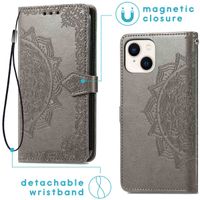 imoshion Etui de téléphone portefeuille Mandala iPhone 14 - Gris