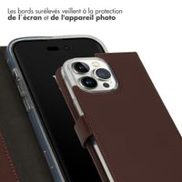 Selencia Étui de téléphone portefeuille en cuir véritable iPhone 14 Pro Max - Brun