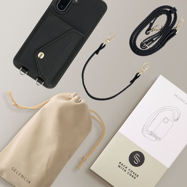 Selencia Coque de télephone Sera avec cordon et porte-cartes enveloppe Samsung Galaxy A17 (5G) - Noir