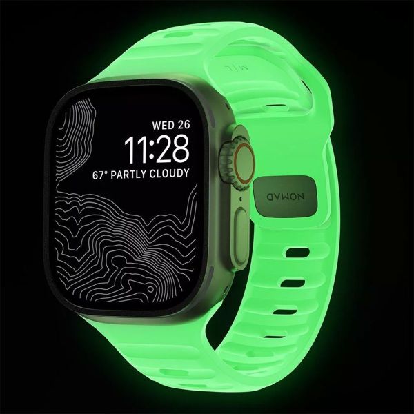 Nomad Bracelet Sport FKM Apple Watch Series 1 t/m 11 / SE / Ultra (44/45/46/49 mm) - Glow Green