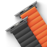 Uniq Bracelet Revix réversible Apple Watch Series 1 t/m 11 / SE / Ultra (44/45/46/49 mm) - Charcoal (Grey/Orange)