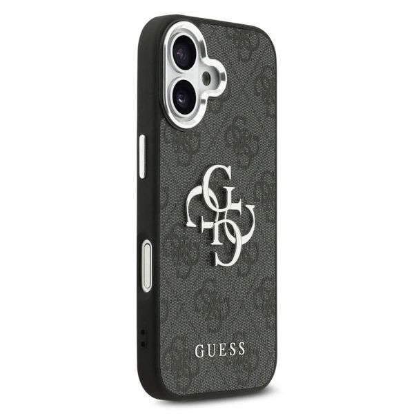 Guess Coque 4G Metal Logo Backcover Apple iPhone 17 - Silver Edge - Black