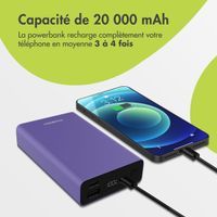 imoshion Ultra Series Aluminium | Batterie externe 20.000 mAh - Charge rapide jusqu'à 33 watts - Tropical Violet