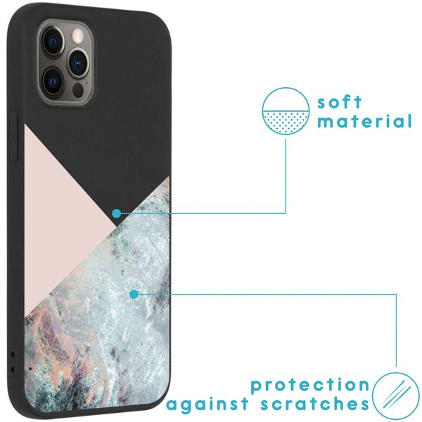 imoshion Coque Design iPhone 12 (Pro) - Marbre - Rose / Noir