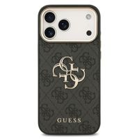 Guess Coque 4G Metal Logo Backcover Apple iPhone 17 Pro Max - Gold Edge - Black