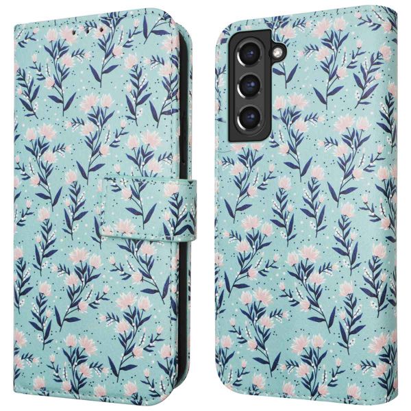 imoshion Étui de téléphone portefeuille Design Samsung Galaxy S21 FE - Blue Flowers