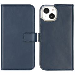 Selencia Étui de téléphone portefeuille en cuir véritable iPhone 14 - Bleu