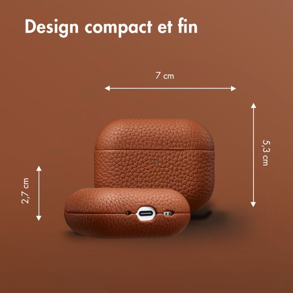 Accezz Coque en Cuir véritable Apple AirPods Pro 3 - Cognac