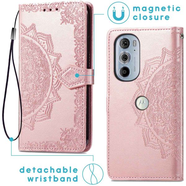 imoshion Etui de téléphone portefeuille Mandala Motorola Edge 30 Pro / Edge Plus (2022) - Rose Dorée