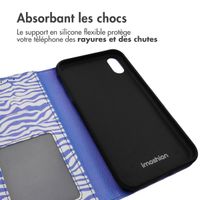 imoshion Étui de télephone portefeuille Design Apple iPhone Xr - White Blue Stripes