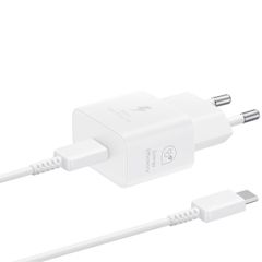 Samsung ﻿Original 25W Efficiency Adapter avec câble USB-C vers USB-C - 1 mètre - Blanc