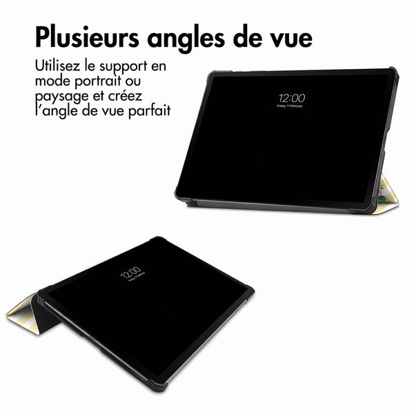 imoshion Coque tablette Design Trifold Samsung Galaxy Tab S9 11.0 pouces / S10 Lite / S10 FE / S9 FE 10.9 pouces - Garden Stripes