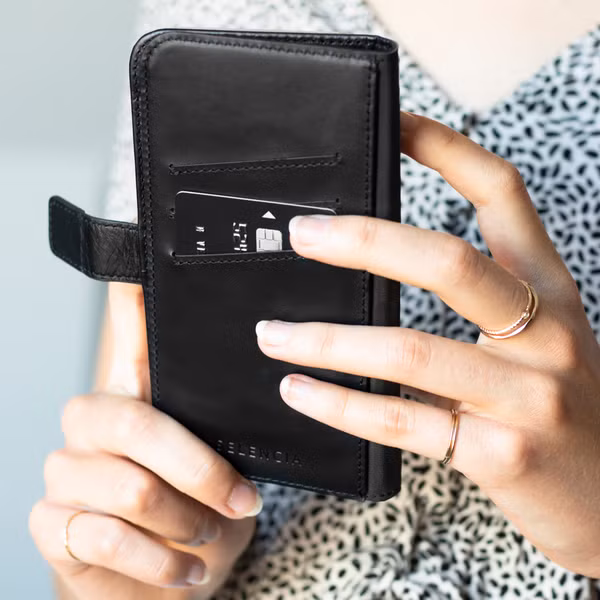 Selencia Étui portefeuille en cuir véritable Samsung Galaxy A51 - Noir