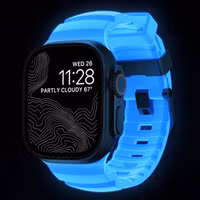 Nomad Bracelet Rocky Point Apple Watch Series 1 t/m 11 / SE / Ultra (44/45/46/49 mm) - Icy Blue Glow Black