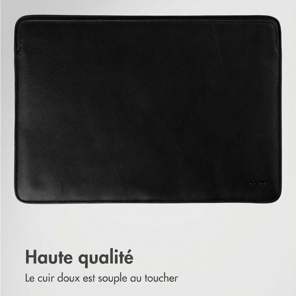 Accezz Leather Pochette ordinateur Apple MacBook 15 pouces - Noir