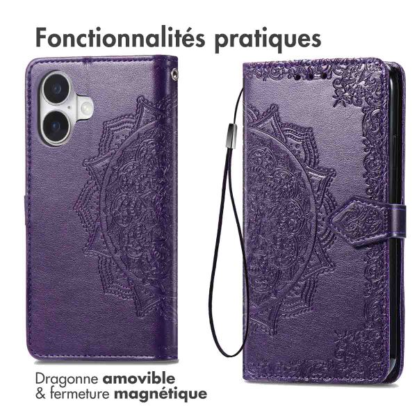 imoshion Etui de télephone Mandala Apple iPhone 16 - Violet