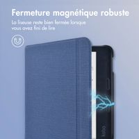 imoshion Étui de liseuse portefeuille Canvas Sleepcover avec support Kobo Libra Colour / Tolino Vision Color - Bleu foncé