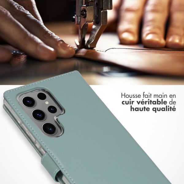 Selencia Étui portefeuille en cuir véritable Samsung Galaxy S24 Ultra - Air Blue