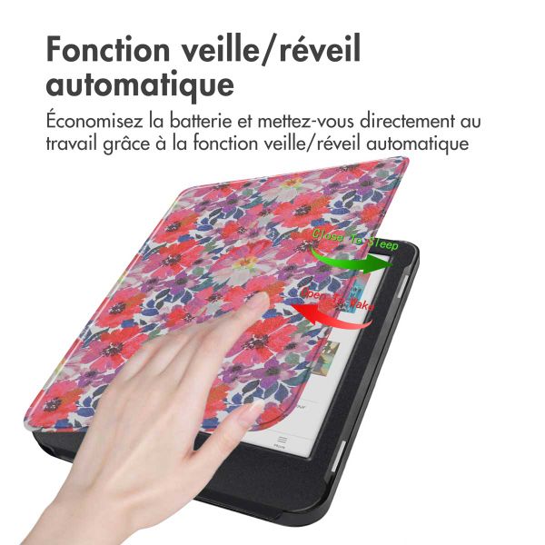 imoshion Design Slim Hard Case Sleepcover Kobo Clara Colour / BW - Flower Watercolor