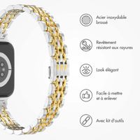 Selencia Bracelet en acier slim style Jubilee Apple Watch Series 1 t/m 9 / SE (38/40/41 mm) | Series 10 / 11 (42 mm) - Argent et Or